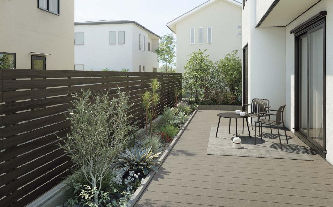 お手入れしやすい植栽レイアウトで、無理なく楽しむ庭づくりを。 お手入れしやすい植栽レイアウトで、無理なく楽しむ庭づくりを。